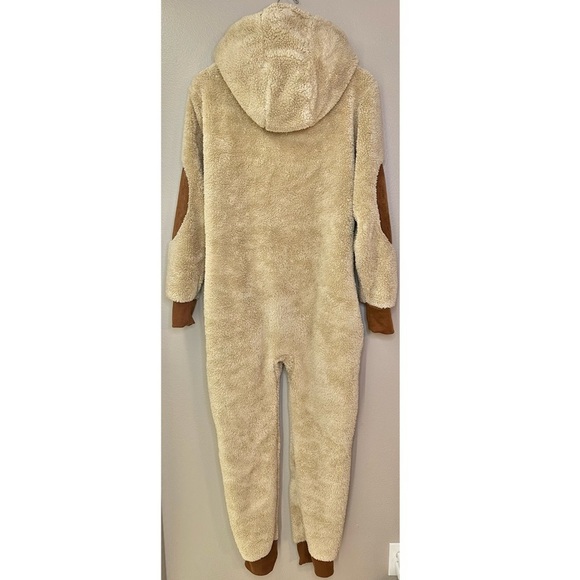 Tipsy Elves Tan Sherpa Hooded Cozy Jumpsuit - Picture 8 of 11